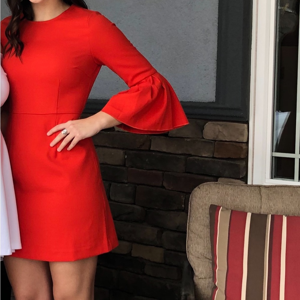 Orange Dress with Flared Sleeves